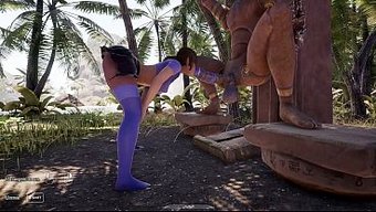 Lebende Statuen Benutzen Einen Riesigen Schwanz Aus Stein Auf Der Muschi Und Dem Arsch Einer Anime-Heldin – Alles In Gestochen Scharfem 3d